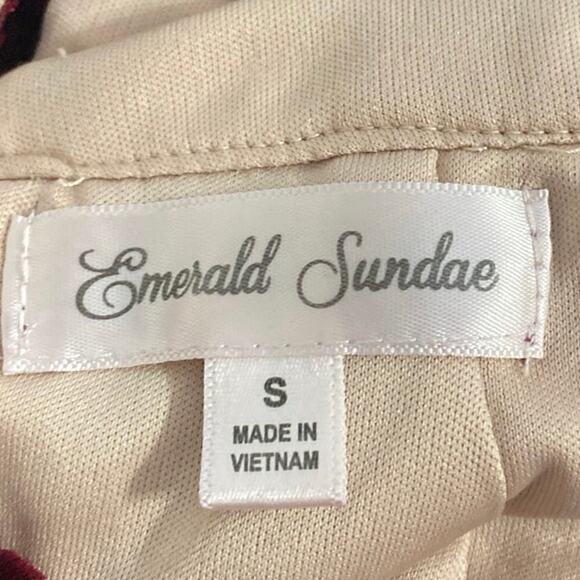 Emerald Sundae Red Velvet Velour Sleeveless Cross Mini Bodycon Dress Size S - Picture 4 of 5